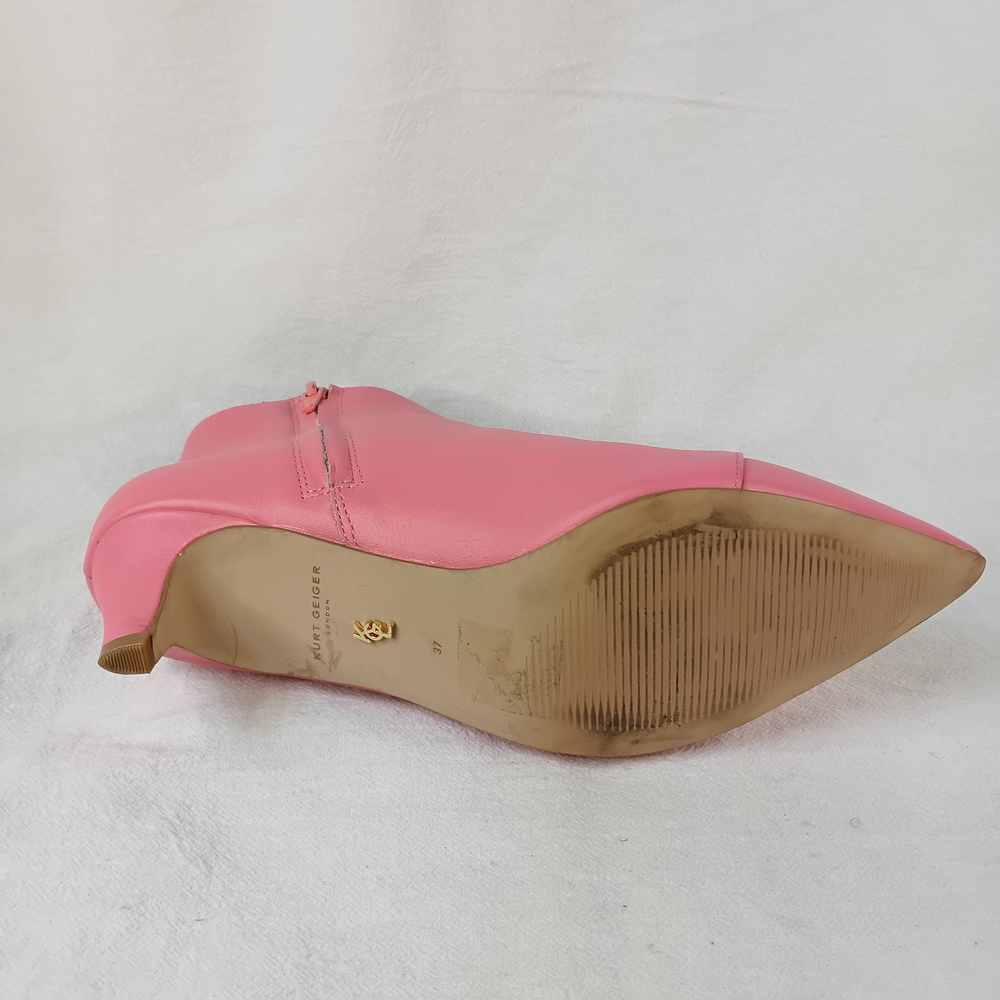 Kurt Geiger London Pink Leather Ankle Boots Kitten Heel Side Lace Beaded 37 US 7 - Picture 7 of 16